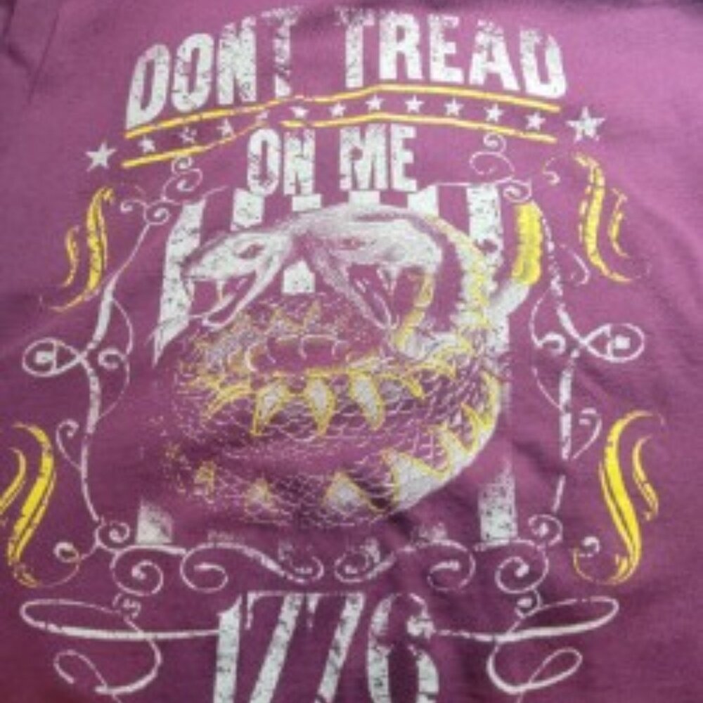 Grunt Style Women’s XXL T-Shirt Burgundy/Yellow “Don’t Tread on Me”